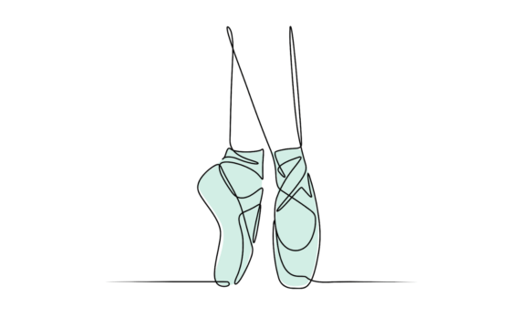 Elegance in Motion: The Animated Ballet Dancing Shoes Linear Typeface