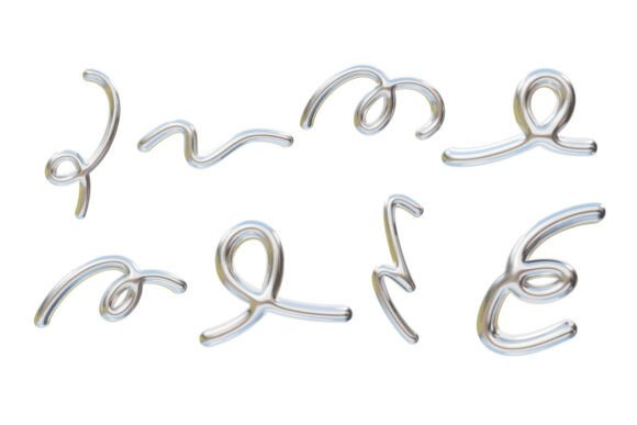 Metallic Pastel Abstract Stroke Line: Fluid Chrome for Modern Design