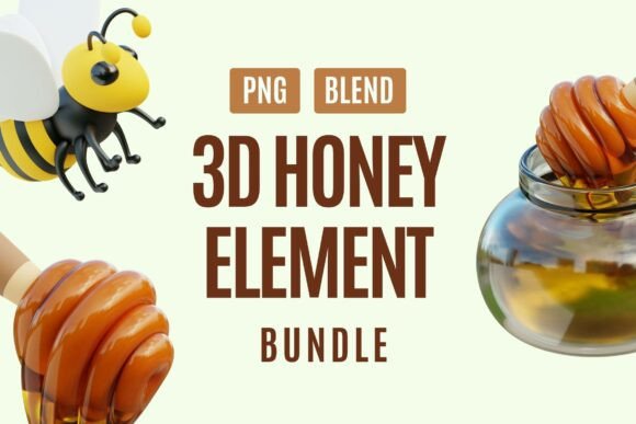 Sweet 3D Honey Element Pack: Golden Assets for Creative Projects