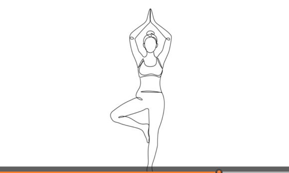 The Fluid Motion of Animated Continuous Line Yoga Tree Pose