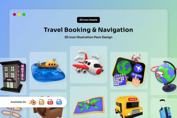 Travel Booking & Navigation 3D Icon Pack: A Modern Visual Toolkit